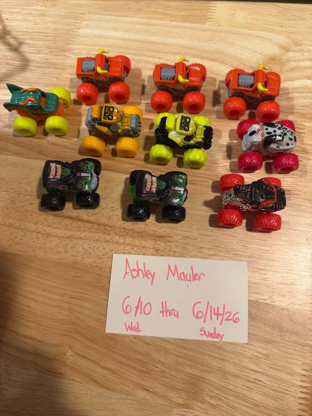 Monster Jam Mini Monster Trucks 10-Piece Lot including Grave Digger